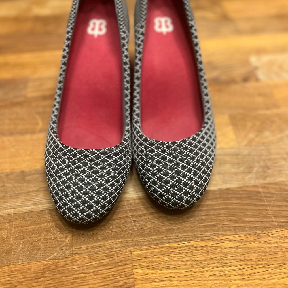 Chic Black and White Patterned Women's block heels